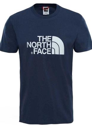 Мужская хлопковая футболка the north face, с логотипом, темно-синего цвета, размер l/xl