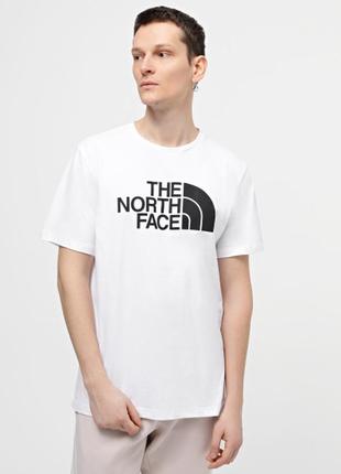 Мужская хлопковая футболка the north face, с логотипом, белого цвета, размер m/l/xl