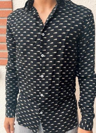 Стильна чоловіча сорочка преміум бренду the kooples з міні принтом ягуара