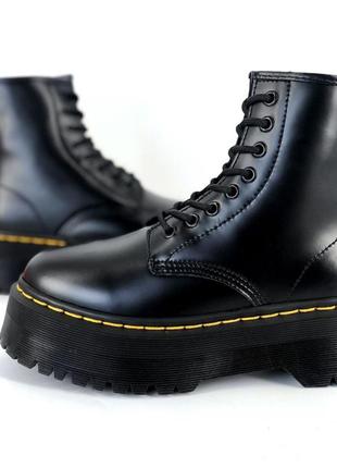 Чоботи теплі на платформі dr martens 1460 bex black fur2 фото