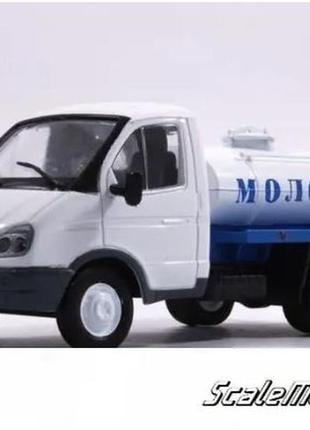 Масштабна модель газ-3302 «газель» молоковоз (1994). автомобіль на службі. 1:43