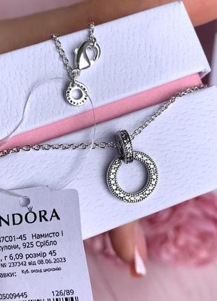 Ожерелье пандора серебро 925 кулон pandora цепочка «двойное кольцо» ожерелье подвеска колье оригинальный кулон пандора новый бирка пломба