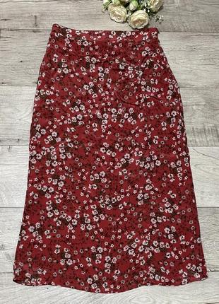 Сатиновая юбка миди zara, р.s-m