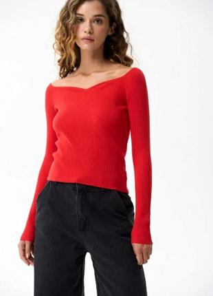 Женская кофта, свитер n&amp;m красного цвета с вырезом, размер м