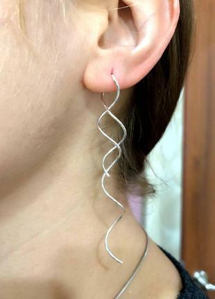 Серебряные протяжки, спиральки, серебро, 925, минимализм
