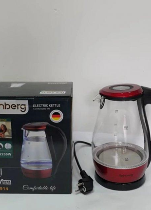 Электрический чайник rainberg rb-914 стеклянный 2 л 1850 вт