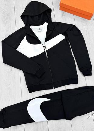 Костюм nike big swosh black (зіпер+штани)