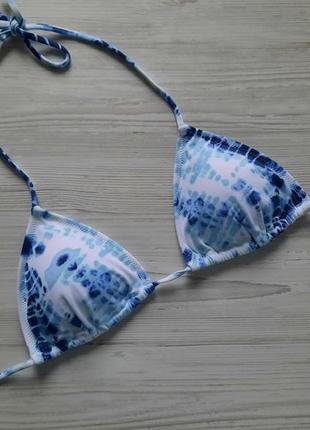 Голубой белый лиф топ верх от купальника треугольники шторки мягкая чашка victoria's secret s m