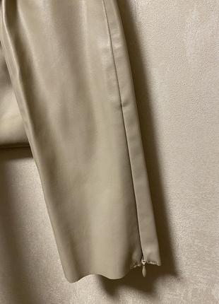 Бежевые лосины кожаные брюки zara3 фото
