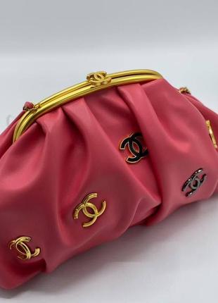 Оригинал chanel. стильная розовая сумочка, клатч, кожаная сумка шанель