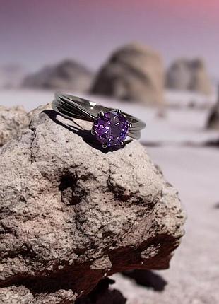 💍 18.3 ; 19 размер кольцо медицинская сталь хирургическая сталь цирконий сиреневый