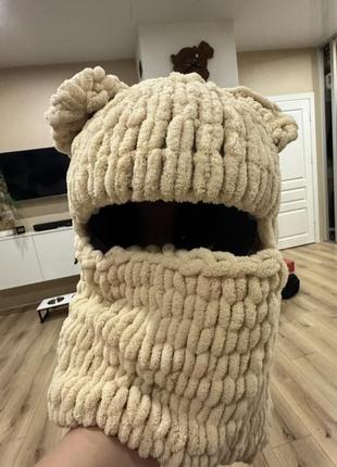 Вязанная шапка на шлем на лыже борд чехол балаклава