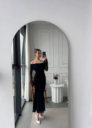 Изысканное гипюровое платье макси со спущенными плечами