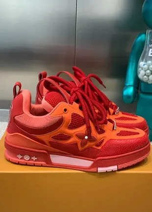 Кроссовки skate sneaker red mix orange cowhide