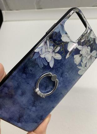 Чохол на iphone 11pro + синій з квітами4 фото