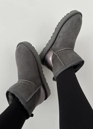 Угги sale!!️ мини-графитовый серый лак