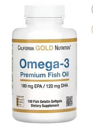 California gold nutrition, омега-3, рыбий жир премиального качества, 100 капсул