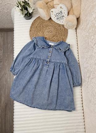 Джинсовое платье с воротником next 2-3 года
