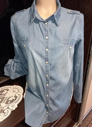 Сорочка джинсова з мереживом