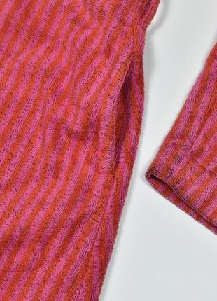 Банный халат marimekko размер s // капюшон пояс карманы в полоску махровый красный3 фото
