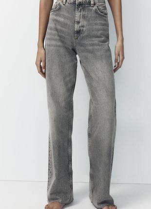 Джинси зара zara кльош сірі широкі висока посадка - wide leg - full length