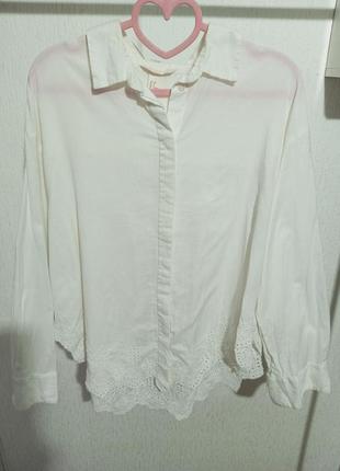 Хлопковая белая рубашка, блузка