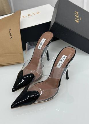 Босоніжки серденько alaia шкіряні люкс висока підбора 10,5