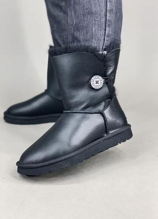 Ugg bailey button black leather 🆕 шикарні жіночі уггі 🆕 купити накладений платіж