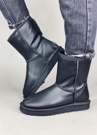 Ugg classic  black leather 🆕 шикарные женские угги 🆕 купить наложенный платёж