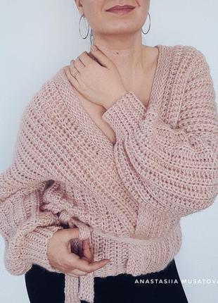 Oversize кардиган кольору пудри