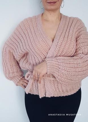 Oversize кардиган кольору пудри2 фото