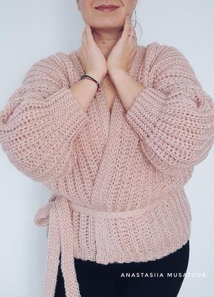 Oversize кардиган кольору пудри3 фото