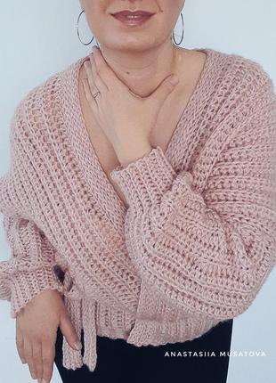 Oversize кардиган кольору пудри4 фото