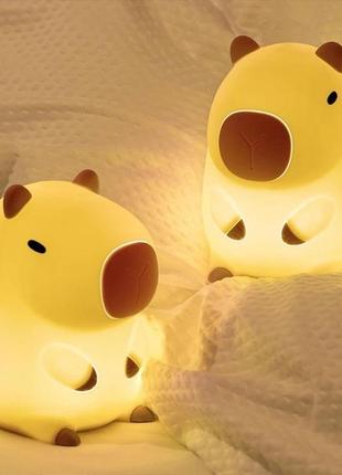 Милый силиконовый ночник капибара (аккумуляторный, 3 уровня яркости)