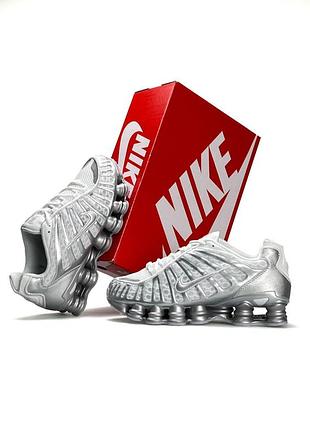 Мужские кроссовки nike shox tl white silver