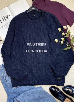 Finisterre синий шерстяной  свитер унисекс кэжуал оверсайз
