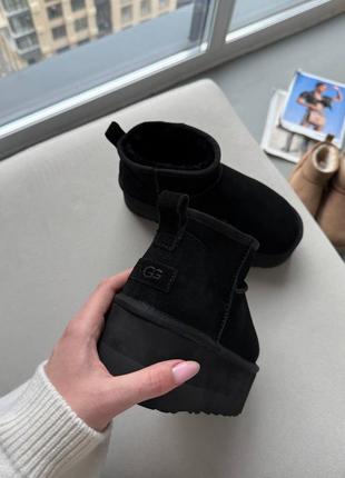 Угги угги угг Чоловічі чорні р 25 см зима на овчині чоботи ugg australia на шнурівці platform black4 фото
