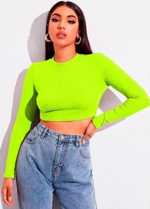 Короткий топ лонг лаймовий