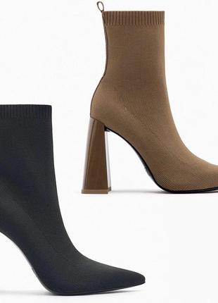 Ботильйони жіночі черевики zara чорні коричневі бежеві чобітки на каблуку1 фото