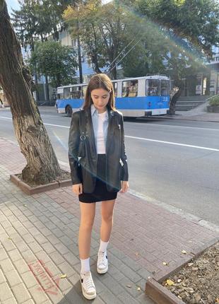 Кожаный пиджак zara, блейзер, классический пиджак
