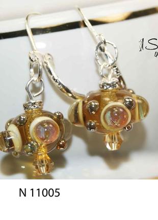Серьги из авторского стекла +925 серебро