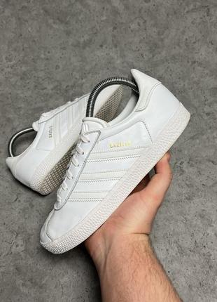 Кожаные кроссовки adidas gazelle white by9147 оригинал