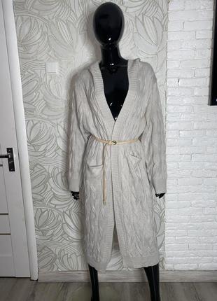 Удлиненный кардиган с капюшоном xl