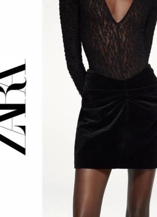Велюрова міні-спідниця нова колекція zara