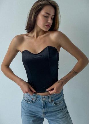 Корсет женский бюстье черного цвета without на свирепом каркасе