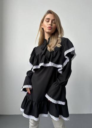 Платье мини с пояском в комплекте из штапеля 🖤