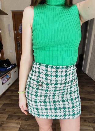 Юбка в клетку от zara с карманами