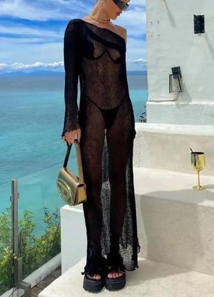 Пляжная туника. длинная пляжная туника. длинное пляжное платье. платье сеточка