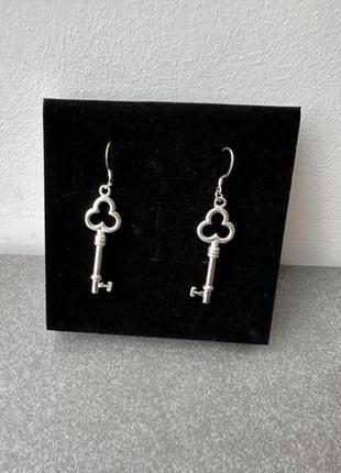 Серьги серебро 925, серьги серебро 925, шарики, серьги ключики, серебро 925