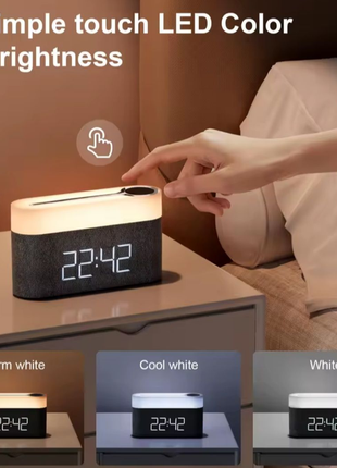 Бездротова зарядка 15вт з годинником та нічником